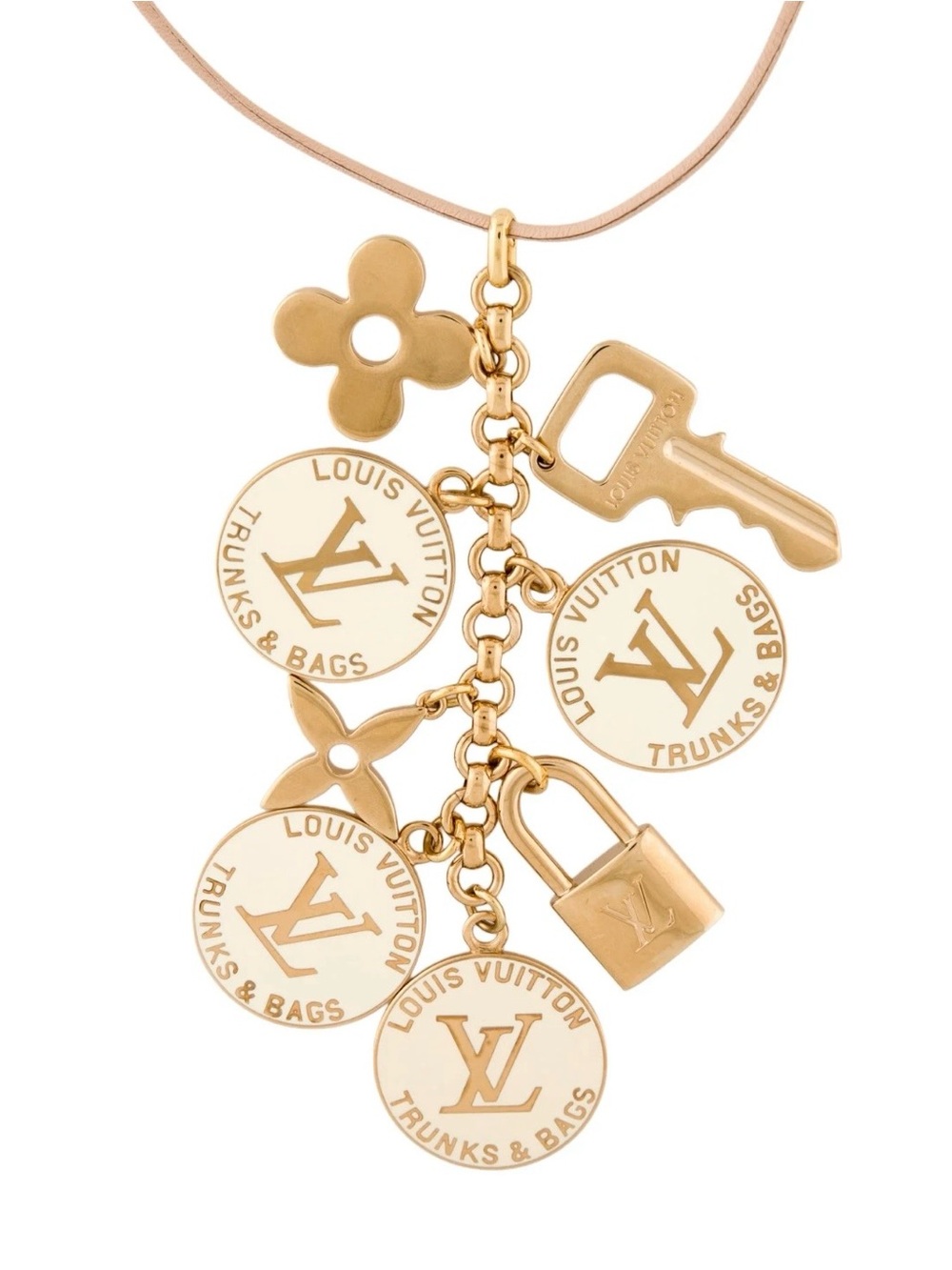 Louis Vuitton Gold-Tone Charm Pendant Necklace with Cream Accents